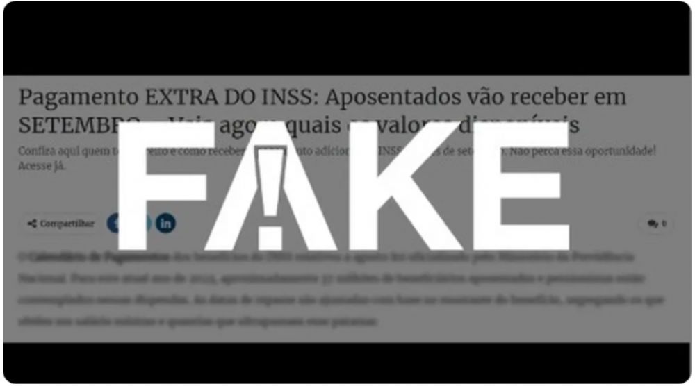  #FAKE que haver pagamento extra do INSS em setembro de 2023